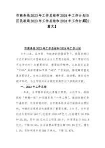 市商务局2023年工作总结和2024年工作计划与区民政局2023年工作总结和2024年工作打算【2篇文】