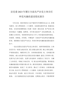 县党委2023年履行全面从严治党主体责任和党风廉政建设情况报告