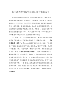 在主题教育阶段性进展汇报会上的发言