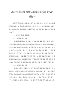 2023年度主题教育专题民主生活会个人剖析材料