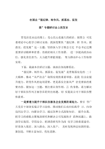 在国企“强纪律、转作风、抓落实、促发展”专题研讨会上的发言