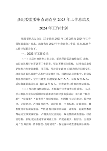 县纪委监委审查调查室2023年工作总结及2024年工作计划