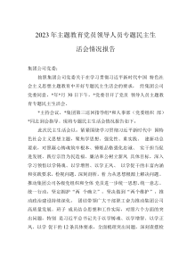 2023年主题教育党员领导人员专题民主生活会情况报告