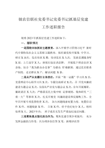 镇农信联社党委书记党委书记抓基层党建工作述职报告