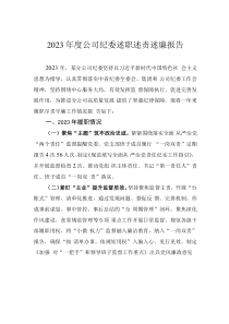 2023年度公司纪委述职述责述廉报告