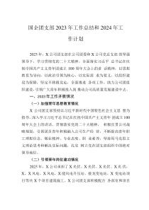国企团支部2023年工作总结和2024年工作计划