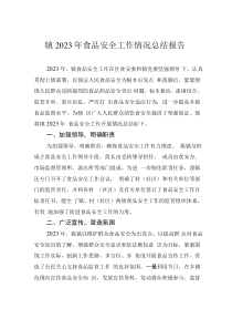 镇2023年食品安全工作情况总结报告