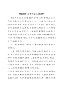 全县组织工作简要汇报提纲