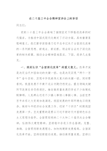 在二十届三中全会精神宣讲会上的讲话