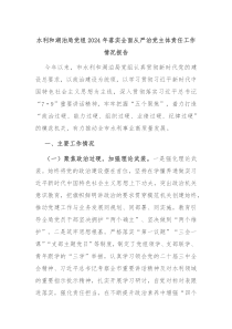 水利和湖泊局党组2024年落实全面从严治党主体责任工作情况报告