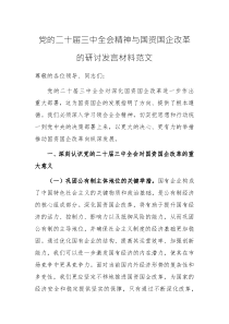 党的二十届三中全会精神与国资国企改革的研讨发言材料范文