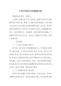 X市关于养老产业发展情况汇报