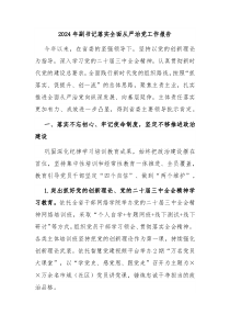 2024年副书记落实全面从严治党工作报告