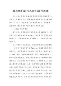 县医疗保障局2024年工作总结与2025年工作展望