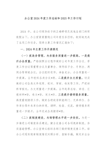 办公室2024年度工作总结和2025年工作计划