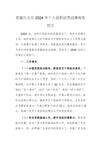 党建办主任2024年个人述职述责述廉报告范文