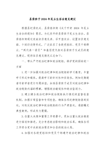 县委班子2024年民主生活会意见建议