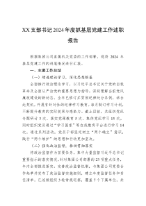 XX支部书记2024-2025年度抓基层党建工作述职报告