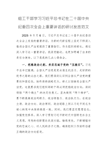 组工干部学习习近平总书记在二十届中央纪委四次全会上重要讲话的研讨发言范文