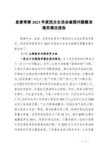 县委常委2023年度民主生活会查摆问题整改落实情况报告