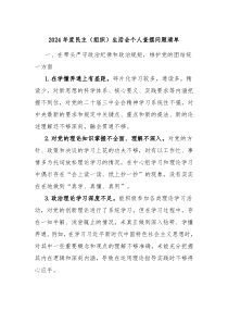 2024年度民主(组织)生活会个人查摆问题清单