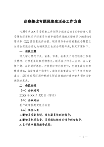 巡察整改专题民主生活会工作方案
