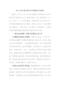 市人大办公室2025年平安建设工作要点