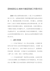 国有能源企业2025年基层党建工作要点范文