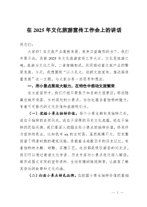 在2025年文化旅游宣传工作会上的讲话