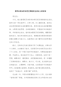 领导在参加所在党支部组织生活会上的讲话