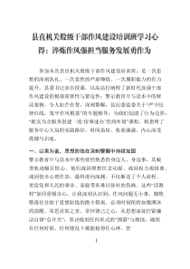 县直机关股级干部作风建设培训班学习心得:淬炼作风强担当服务发展勇作为