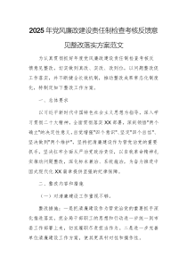 2025年党风廉政建设责任制检查考核反馈意见整改落实方案范文