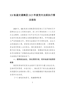 XX轨道交通集团2025年度党内法规执行情况报告