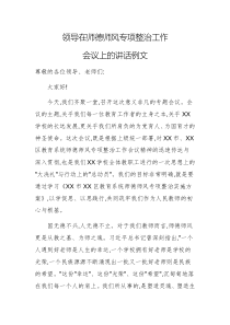 领导在师德师风专项整治工作会议上的讲话例文