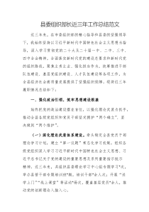 县委组织部长近三年工作总结范文